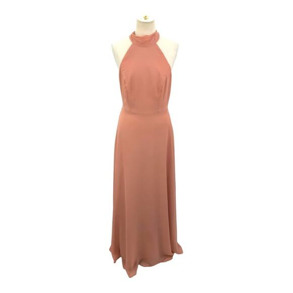After Six Halter Neck Charmeuse & Crepe Gown Dusty Rose Size 8 - Picture 1 of 6